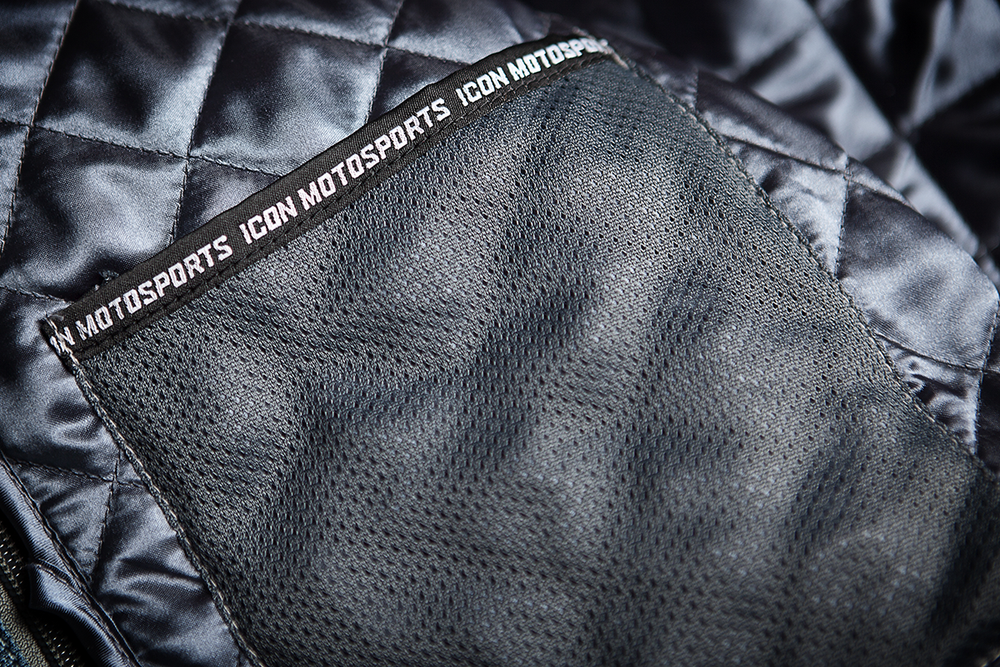 Мотокуртка - ICON SANCTUARY (кожа, серо-красная)