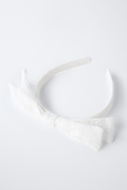 ZARA ОБОДОК С АЖУРНЫМ УЗОРОМ И БАНТОМ, БЕЛЫЙ