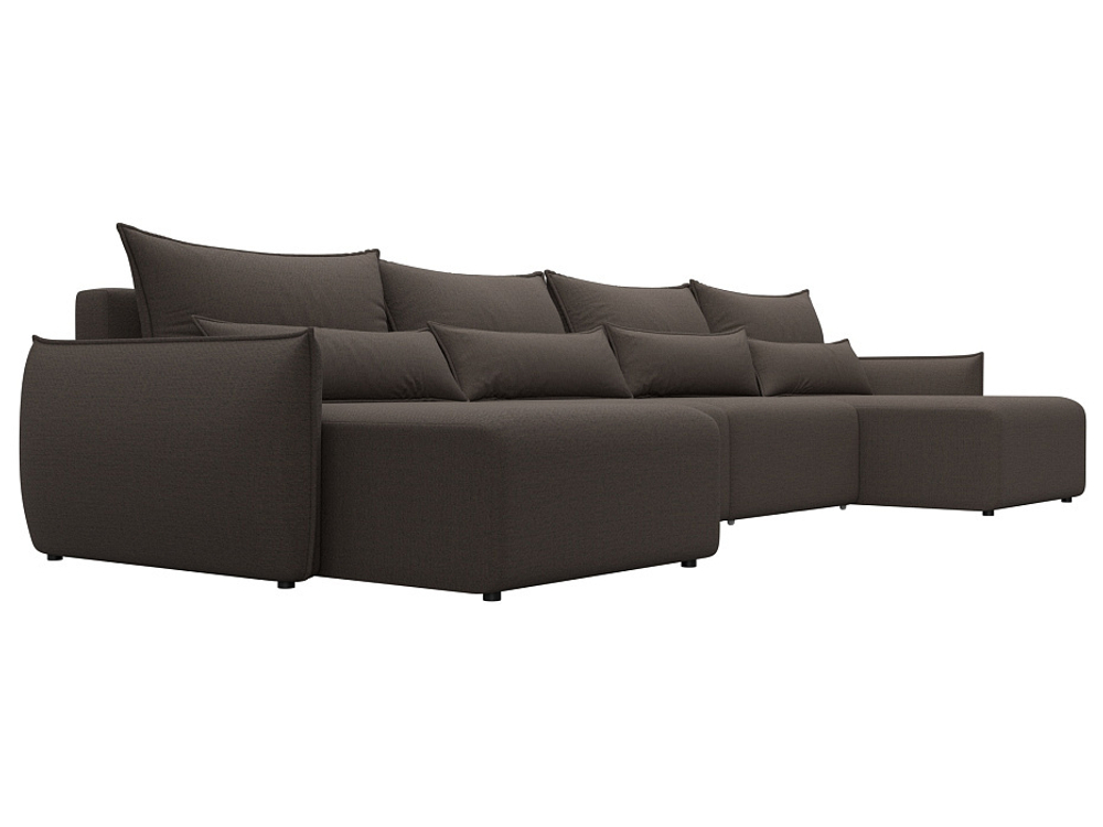 Диван П-образный Лига-051 НПБ Лонг РОГОЖКА Амур 05 коричневый