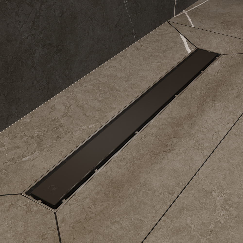 Душевой трап (лоток) CK DRAIN 1105-00155 55 см, решетка черная, с сифоном, под плитку