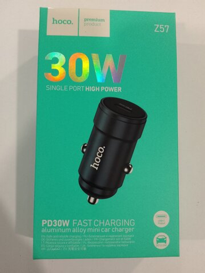 Автомобильное зарядное устройство 1 Type-C HOCO Z57A Glorious, 3.0A, металл, QC3.0, PD30Вт, цвет: серый