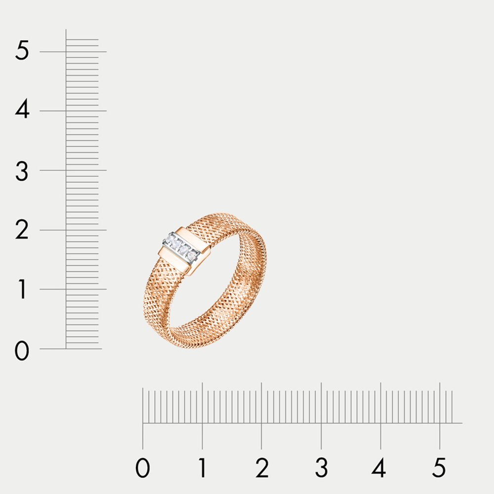 Кольцо женское из розового золота 585 пробы с фианитами (арт. дф1101804р)