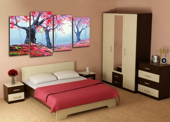 Модульная картина "Клен в лесу"