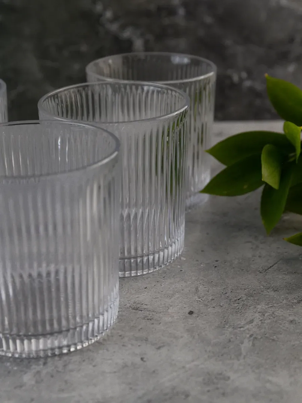 Набор ребристых бокалов для виски, 350 мл. 6 шт. Прозрачные