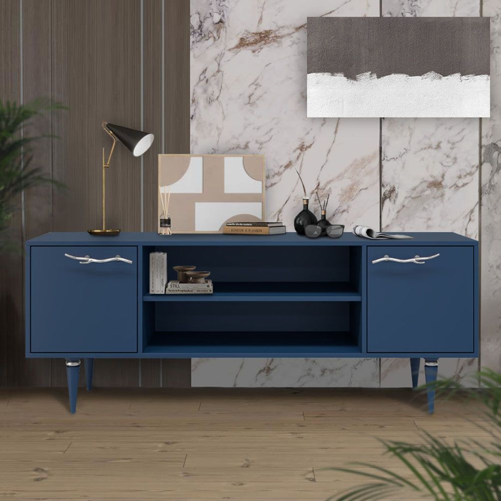 Тумба под ТВ Арт Колор matte 155см Классик Сильвер Королевский синий матовый