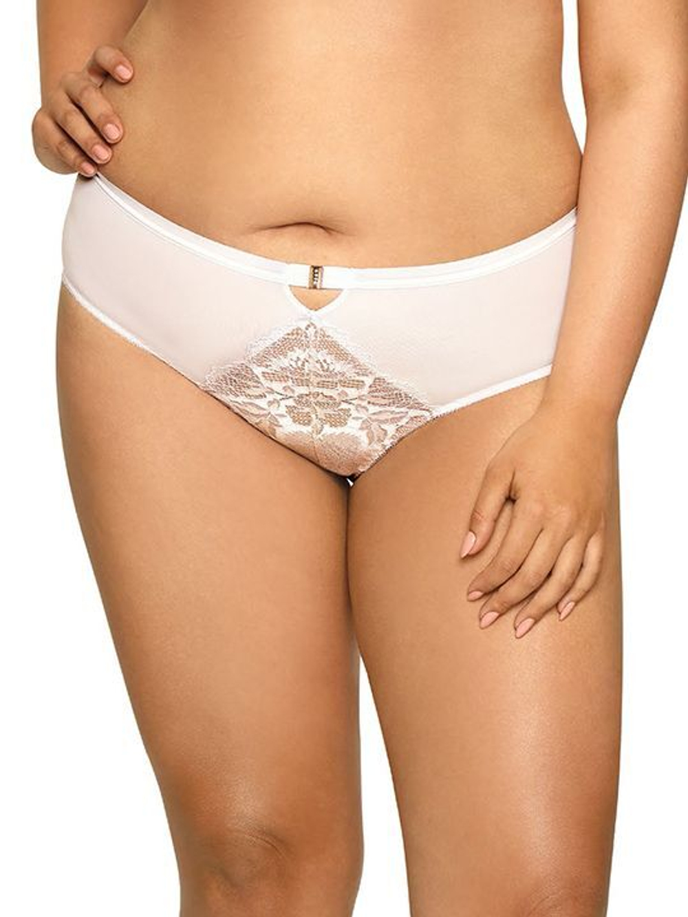 Трусики-слипы с кружевом и имитацией пояска на застежке (Размер: XXL) (Цвет: темно-синий)