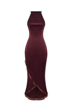 Платье миди из сатина и шелковой органзы