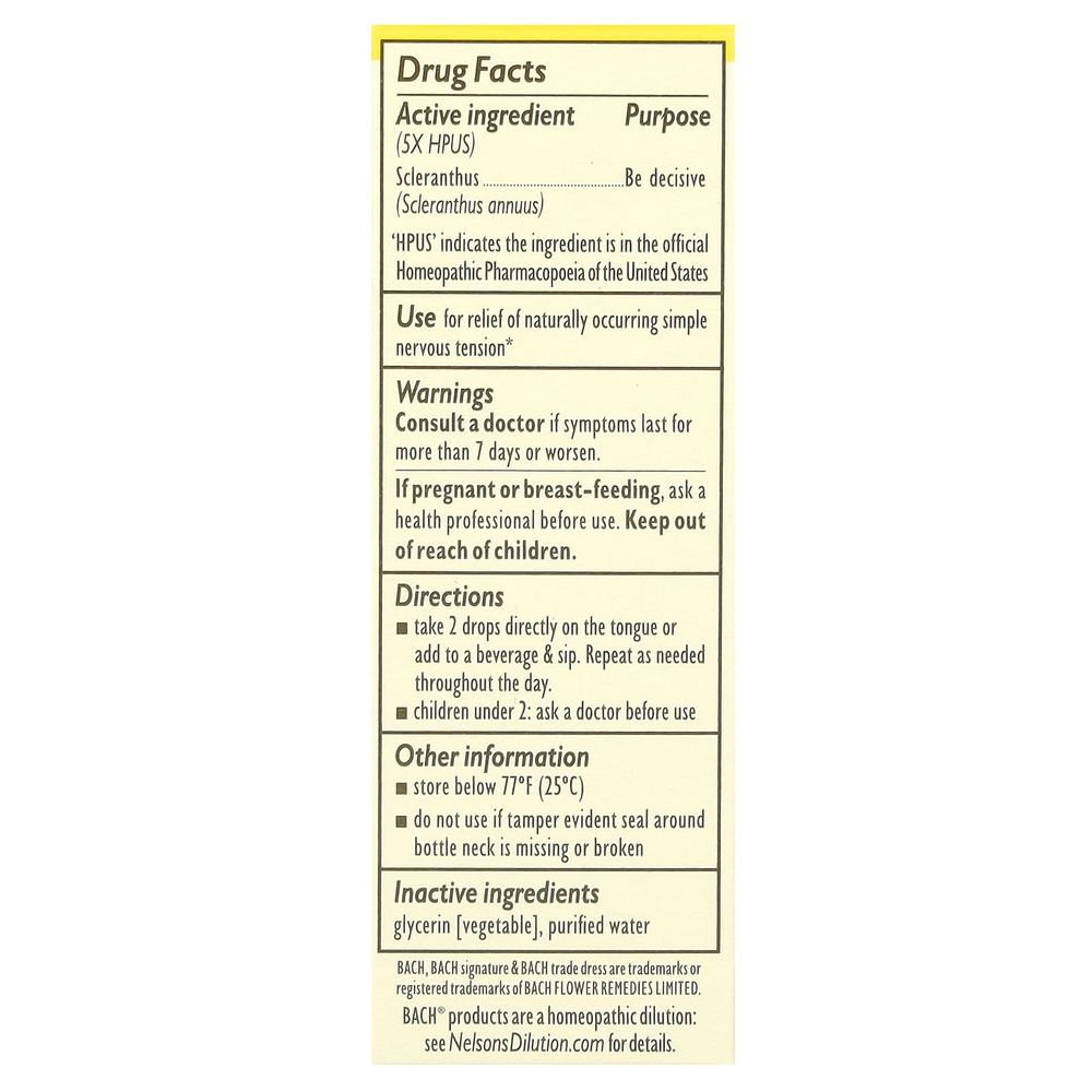 Bach, Original Flower Remedies, склерантус, 10 мл (0,35 жидк. унции)