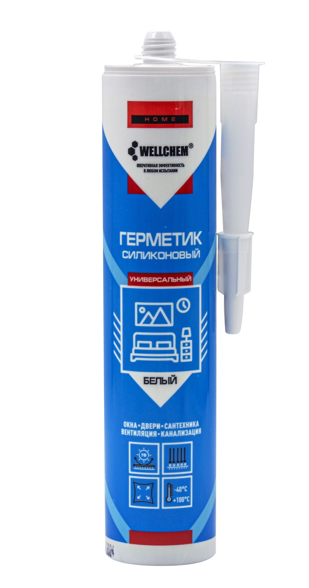 Герметик силиконовый универсальный, WELLCHEM, белый, 280мл