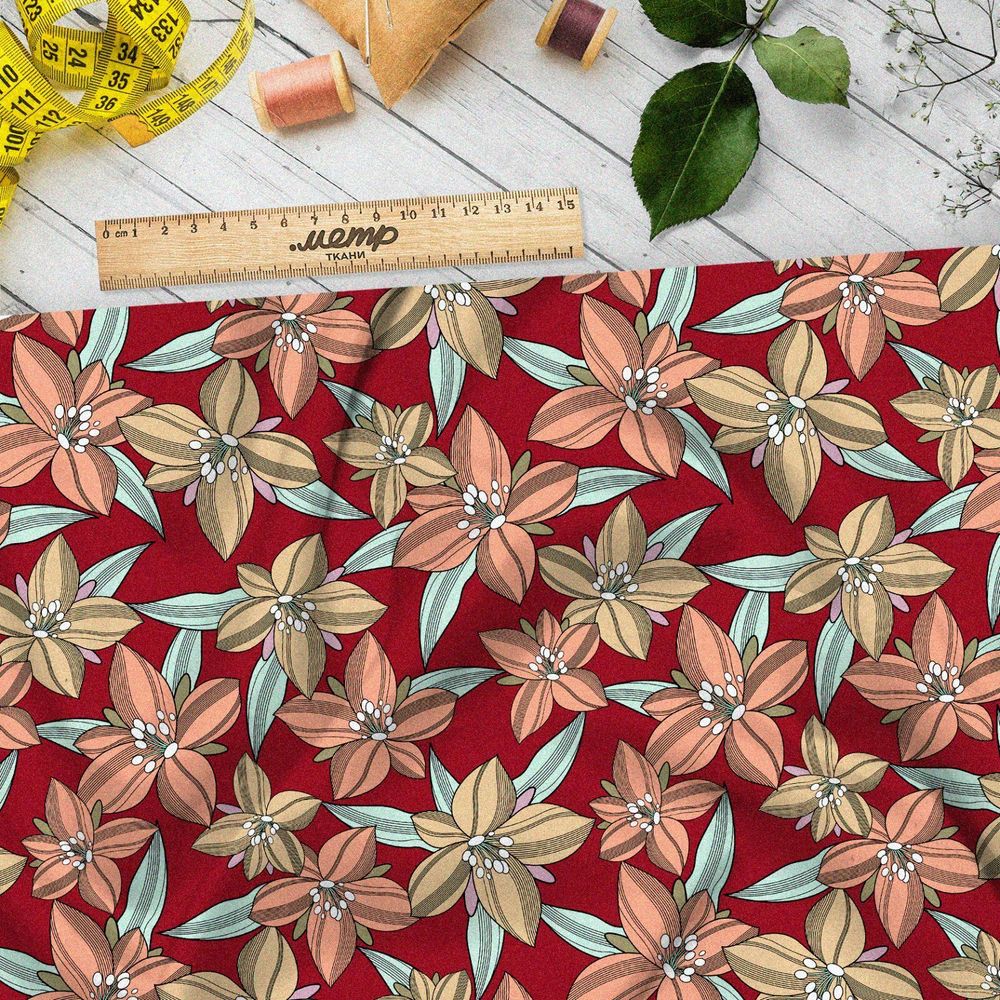 Ткань дюспо зарисовки цветов