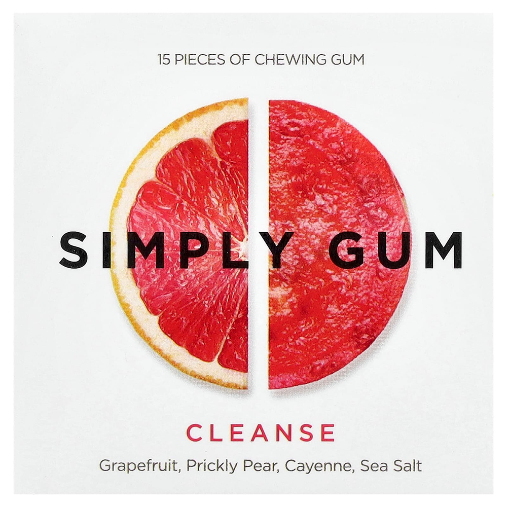 Simply Gum, Жевательная резинка, очищающее средство, грейпфрут, опунция, кайенский перец, морская соль`` 15 шт.