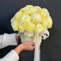 Шляпная коробка с кустовой хризантемой