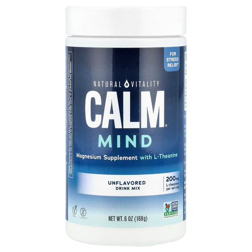 Natural Vitality, CALM® Mind, добавка с магнием, со смесью для приготовления напитка, с L-теанином, без ароматизаторов, 168 г (6 унций)