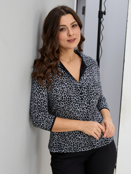Блузка БЛ-015/серый-леопард