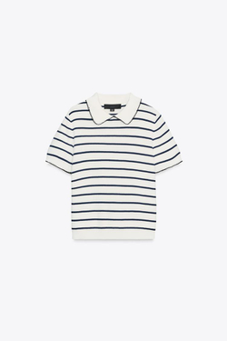 ZARA ТРИКОТАЖНЫЙ ТОП С ОКАНТОВКОЙ, ПОЛОСКИ