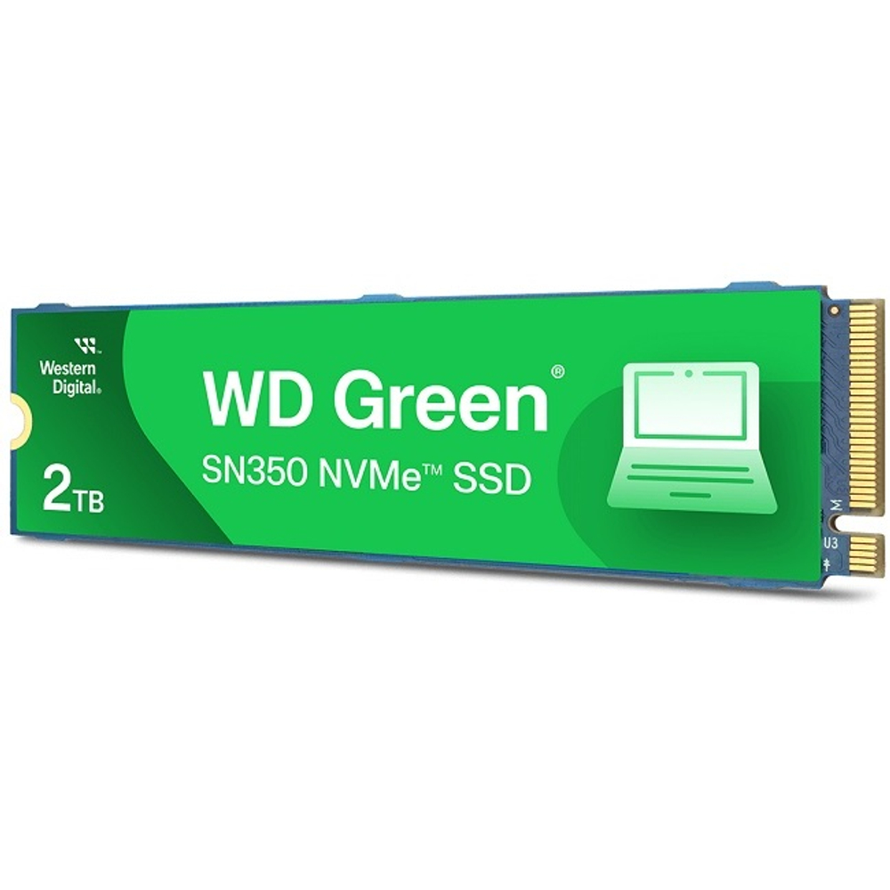 Жесткий диск SSD M.2 2Tb Western Digital WD Green SN350, 3200/3000MBs, 450K IOPS, QLC 3D NAND, PCI-E 3.0x4 (WDS200T3G0C)