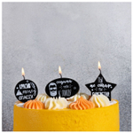 Свечи на пиках «SUPER STAR» черно-белые, мужские 3 шт