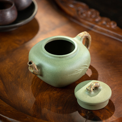 316029 Чайник ИСИН "4-сторонний бамбуковый" 300мл, в подар.коробке, глина зелёный/жёлтый/коричн.