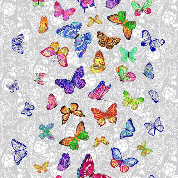 Вафельное полотно "Бабочки" | ш.50 см | 170 г/м² | хлопок-100%