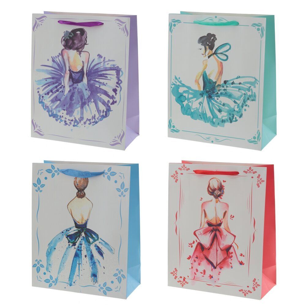 GAEM Пакет подарочный M (бумага 210г/м2, блок микс 12шт), L26 W12 H32 см, 4в.