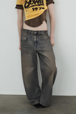 ZARA ДЖИНСЫ TRF BAGGY С НИЗКОЙ ПОСАДКОЙ, СИНИЙ