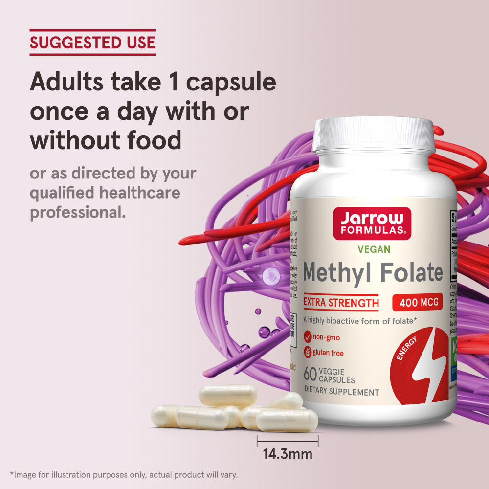 Jarrow Formulas, веганский метилфолат, 400 мкг, 60 растительных капсул