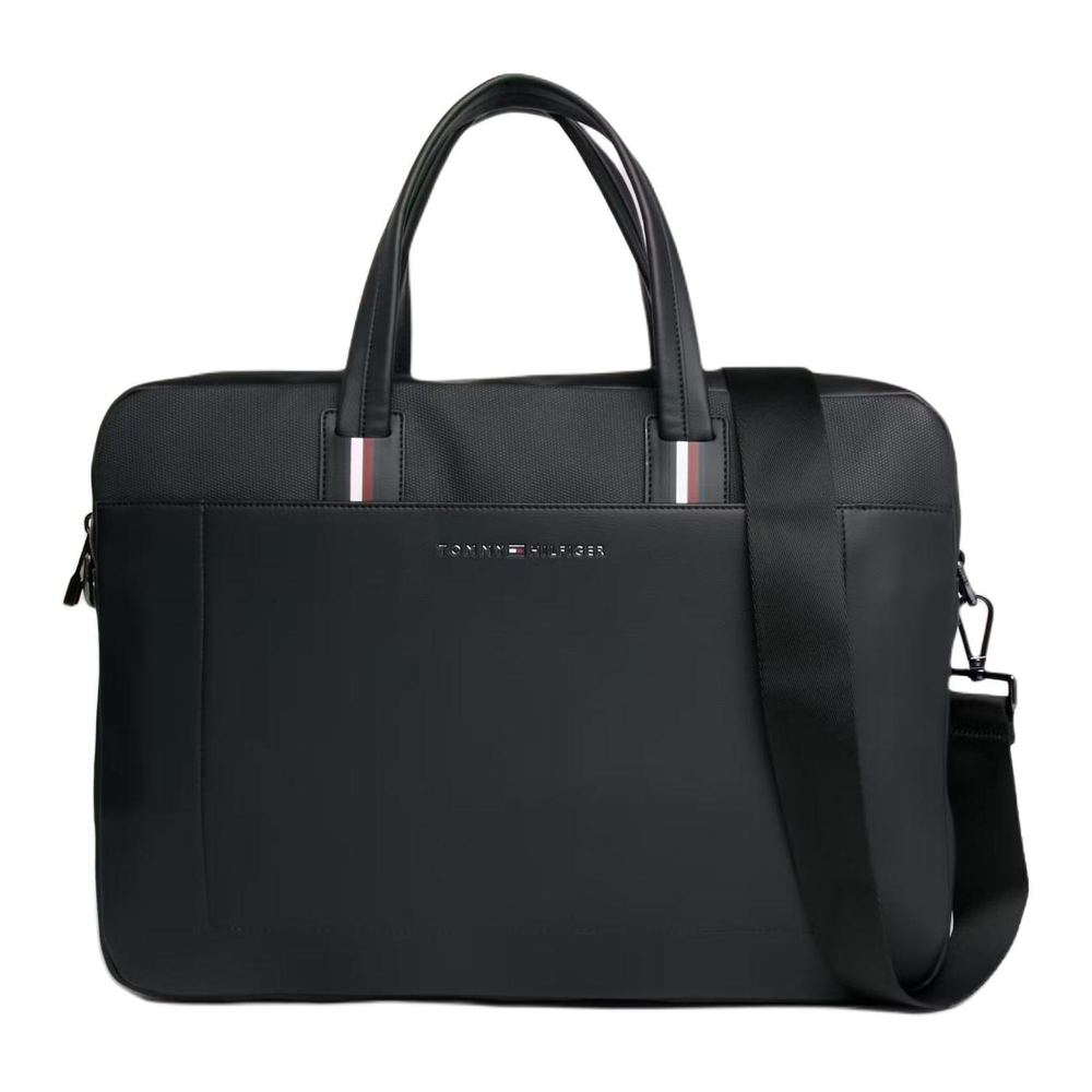 Tommy Hilfiger Polyurethane Shoulder Bag, Crossbody Bag, Handbag, Laptop Bag Men"s Black