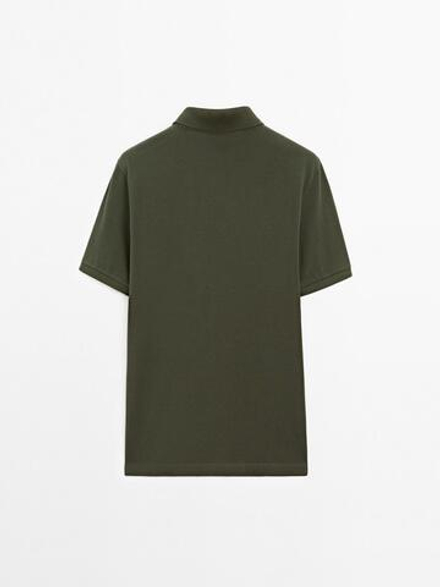 Massimo Dutti Футболка-поло из хлопка, хаки