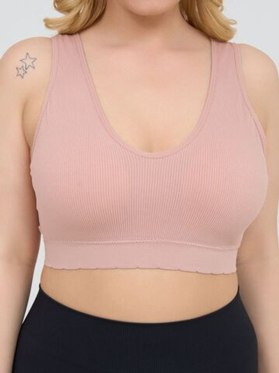 Набор из 3 бюстгальтеров-топов в мелкий рубчик с кружевом на бретелях (Размер: XXXL) (Цвет: разноцветный)