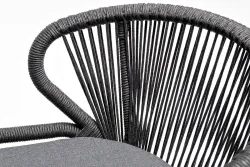 "Венето" обеденная группа на 6 персон со стульями "Милан", каркас темно-серый, роуп темно-серый