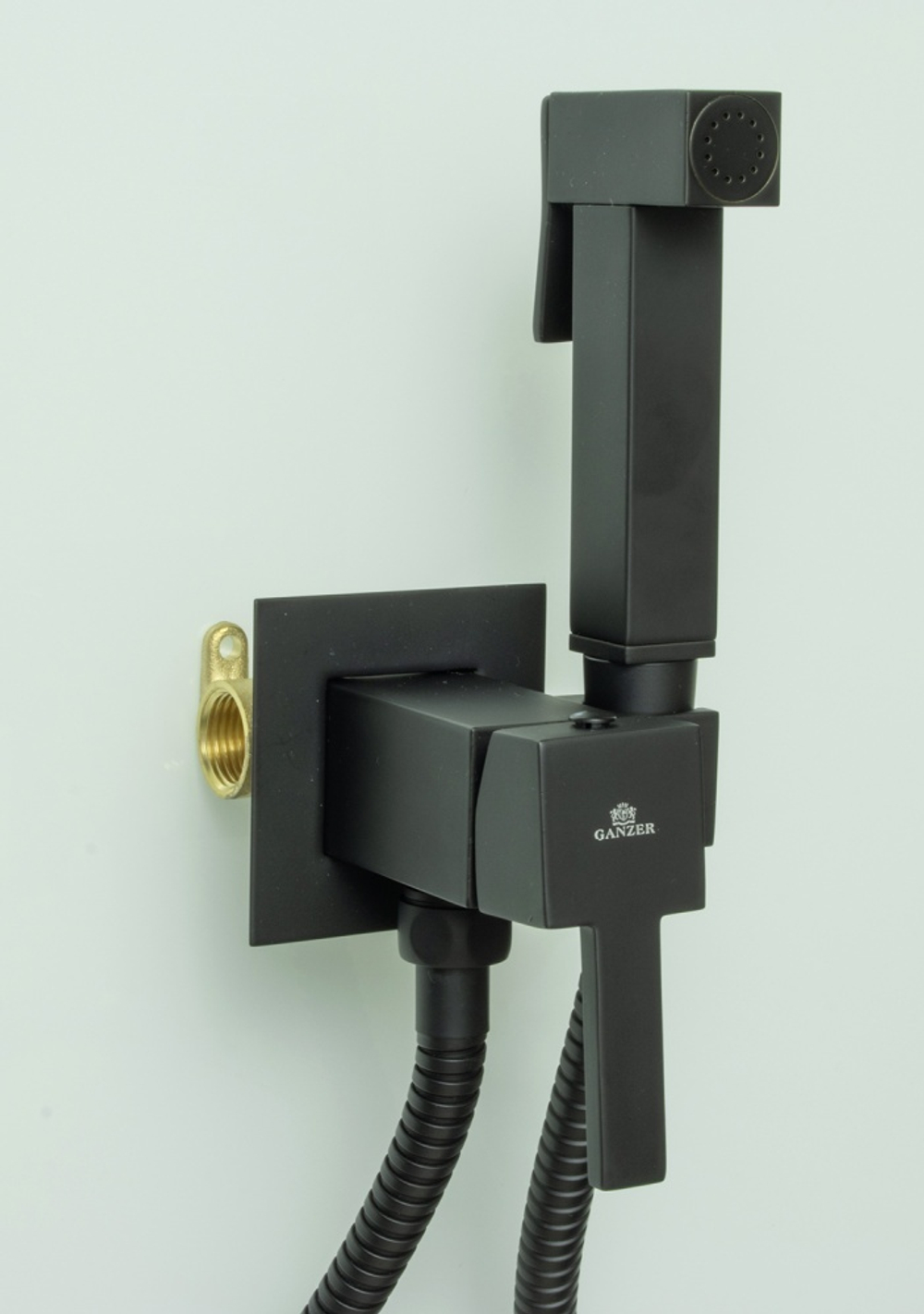 72101-C Set Смеситель встраива. для биде КВАДРАТ (ЧЕРНЫЙ) GANZER  (10/1шт)