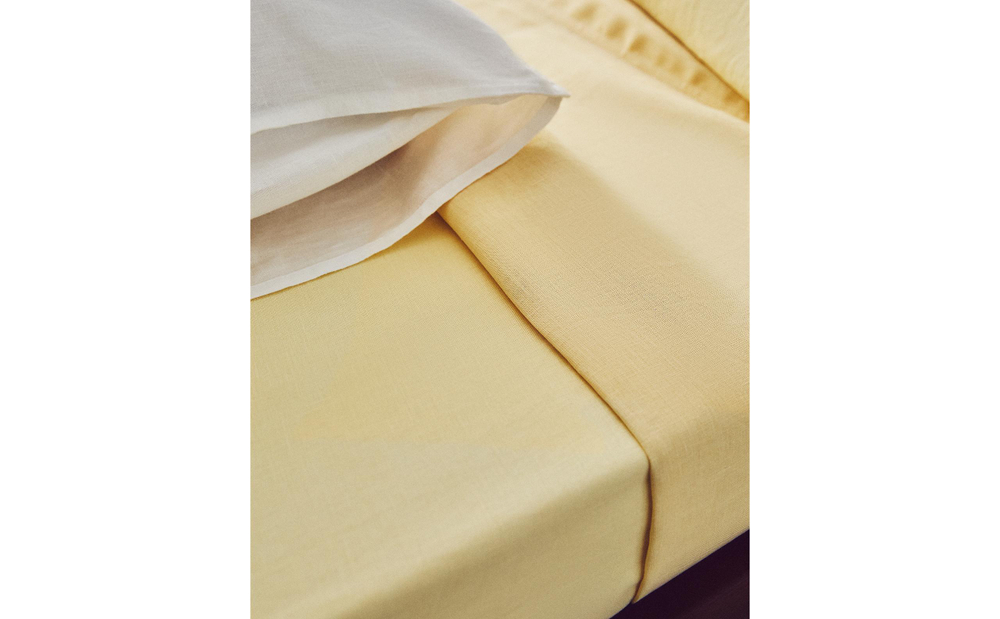 Простыня на резинке Zara Home хлопок, лён 100%, однотонный, 3115/900