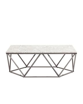 Журнальный столик Авалон 122*66 серый мрамор сталь темный хром