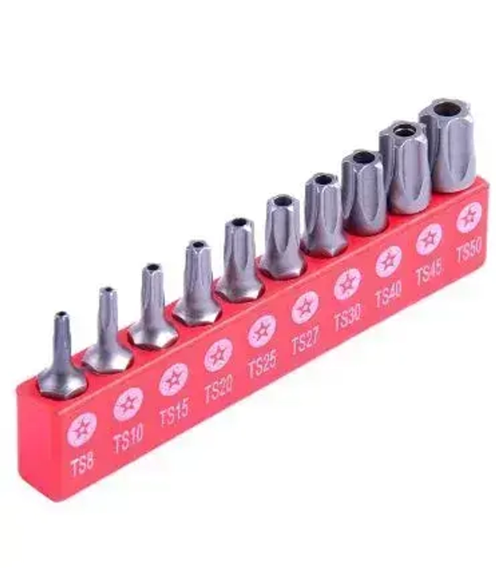Набор бит-вставок 5-ти лучевых с отверстием 1/4" в держателе 10 предметов