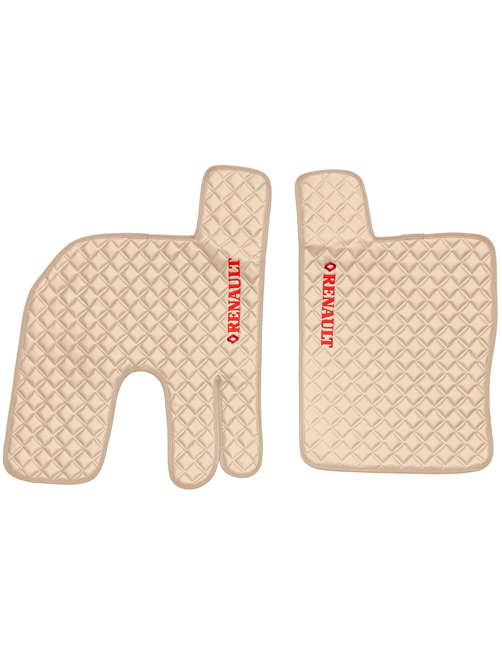 Ковры RENAULT T (автомат) (экокожа, бежевый, бежевый кант, красная вышивка)