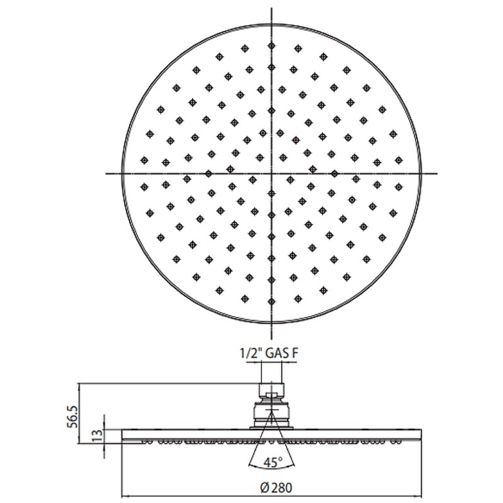 Bossini верхний душ Cosmo Ø 280 мм, самоочищение c поворотным шарниром, цвет чёрный матовый