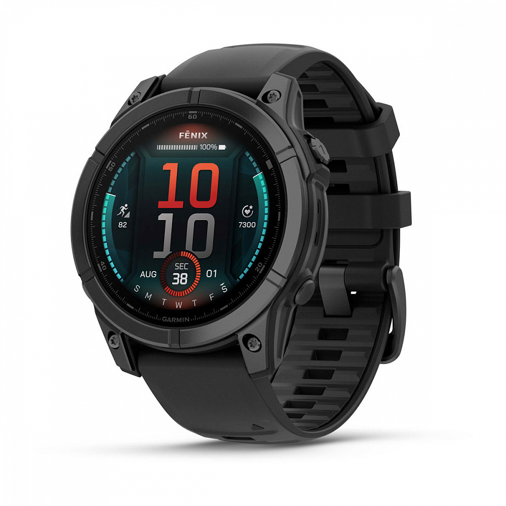 Смарт-часы Garmin Fenix E, AMOLED серый безель,47 мм, черный силиконовый ремешок, 010-03025-01