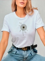 Футболка больших размеров с принтом одуванчик