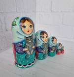Матрёшка с котиком 10см 5мест