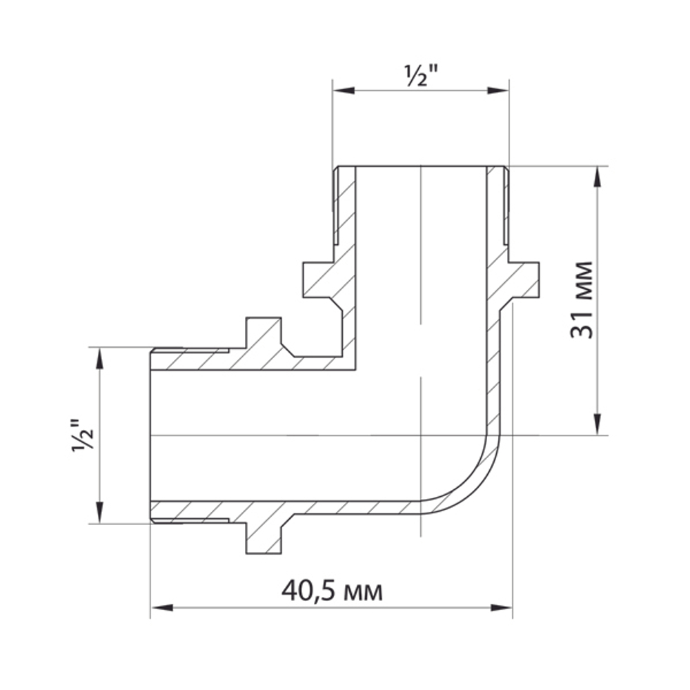 Уголок 1/2'' нар/нар с ограничением VRT® никель