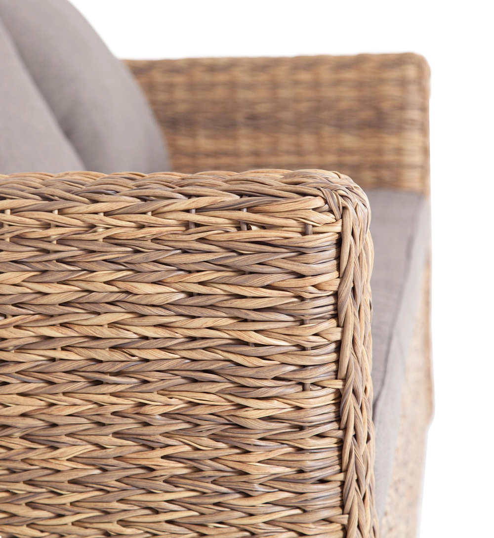 "Капучино" диван из искусственного ротанга (гиацинт) трехместный, цвет соломенный