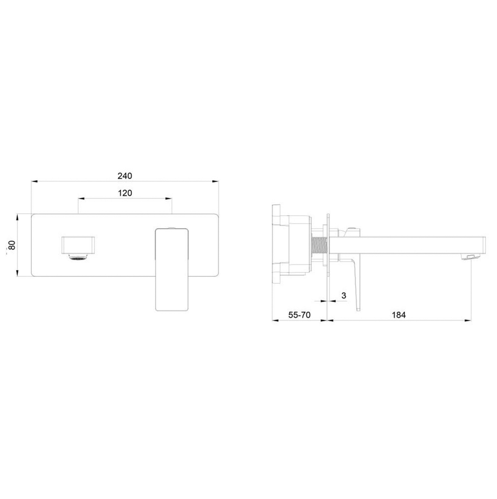 Смеситель для раковины встраиваемый WONZON & WOGHAND CUBE 2.0, Черный матовый (WW-88869068-MB)