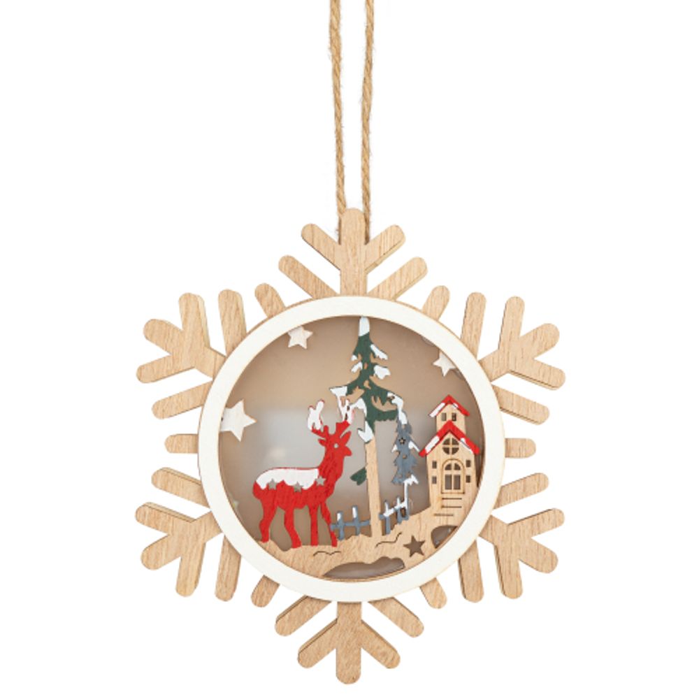 Светильник ЭРА ENGDS-6L новогодний светодиодный Снежинка подвесной 15 см 2*ААА