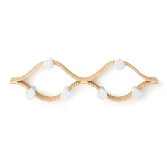 Вешалка настенная montage, 6 крючков, натуральное дерево/белая