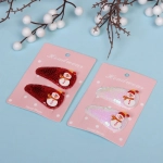 Зажимы для волос 2шт «Новогодние друзья- Снеговик», микс 2 цвета (красный, белый),5,4*2,5 см