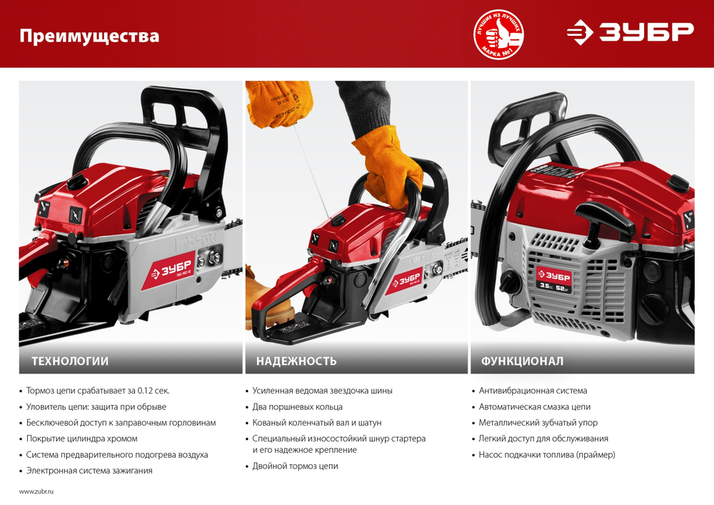 ЗУБР 49 см3, 45 см, бензопила (ПБЦ-М49-45)