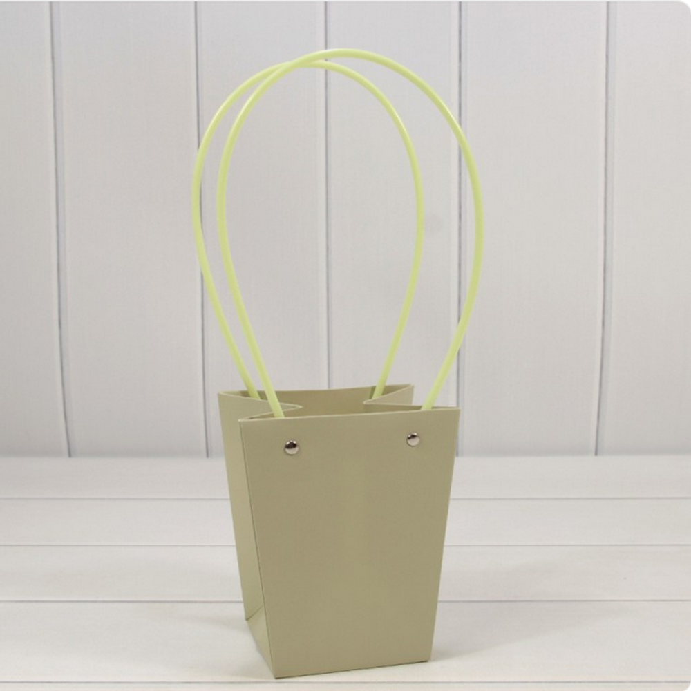 Пакет подарочный 15,5х13х9,5 Ваза для цветов (Зеленый)