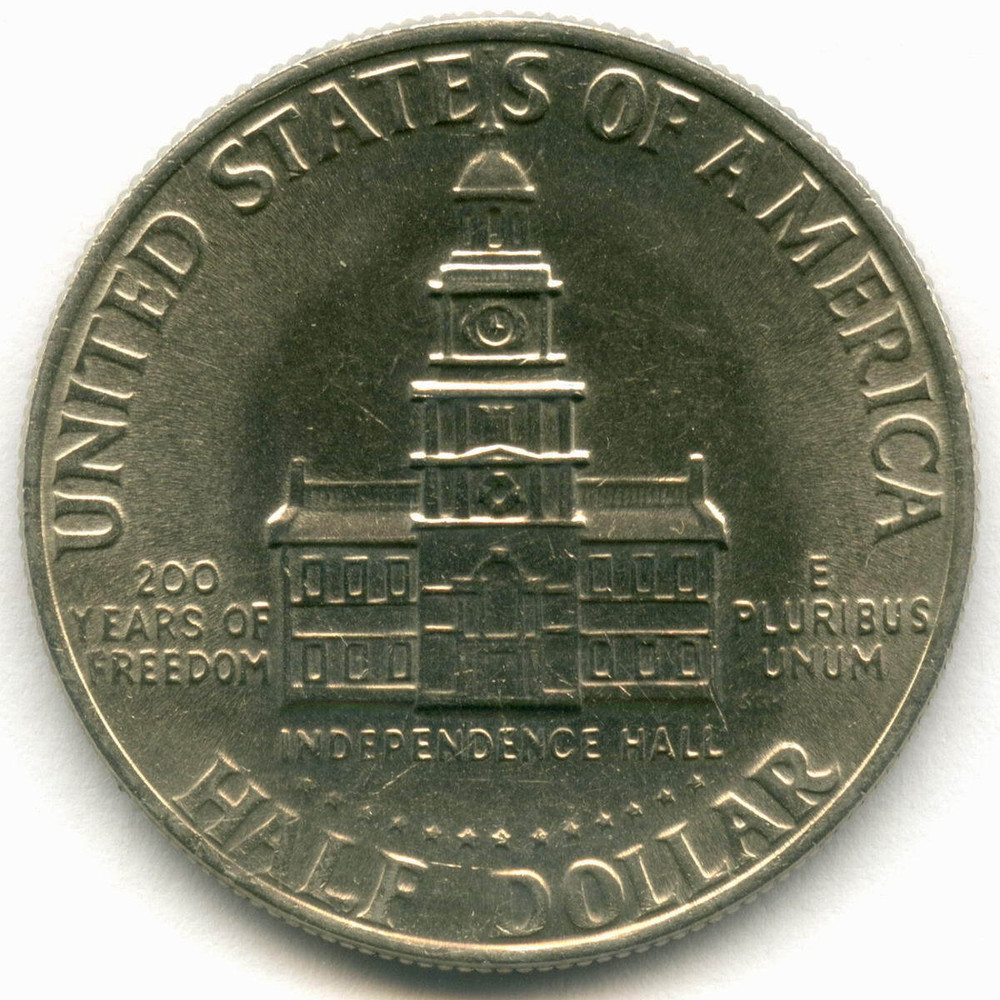 1/2 доллара 1976 (без знака - Philadelphia). США. 200-летие Декларации независимости. Медь с медно-никелевым покрытием XF-AU