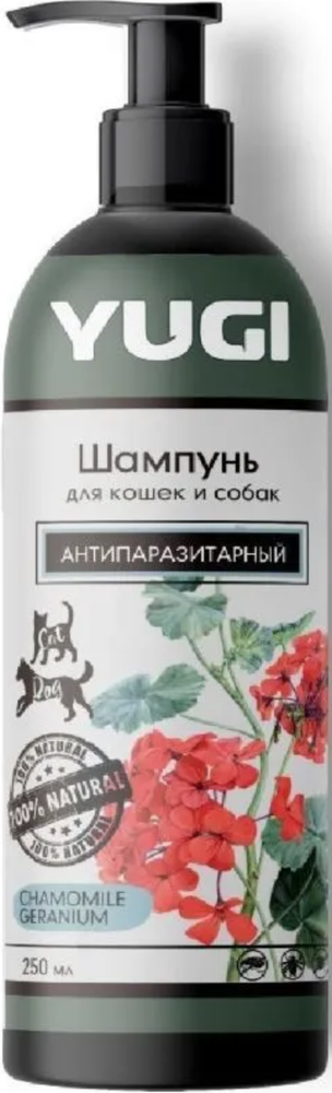 Шампунь YUGI для кошек и собак антипаразитарный 250мл.