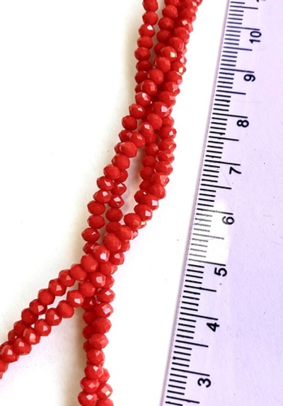 сгр32-кр Стекло гранёное, рондель, 3*2мм, красный, 38см